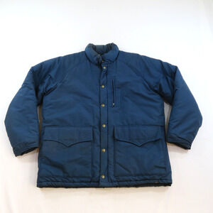 Woolrich Blue Puffer Jacket Zip Up Coat Sz L 1970s